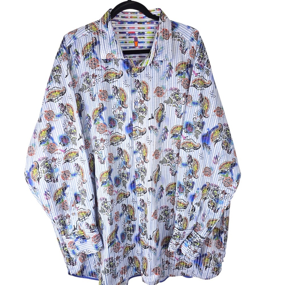 Luchiano Visconti Black Label Multicolor Paisley Flip Cuff Shirt 3XLB